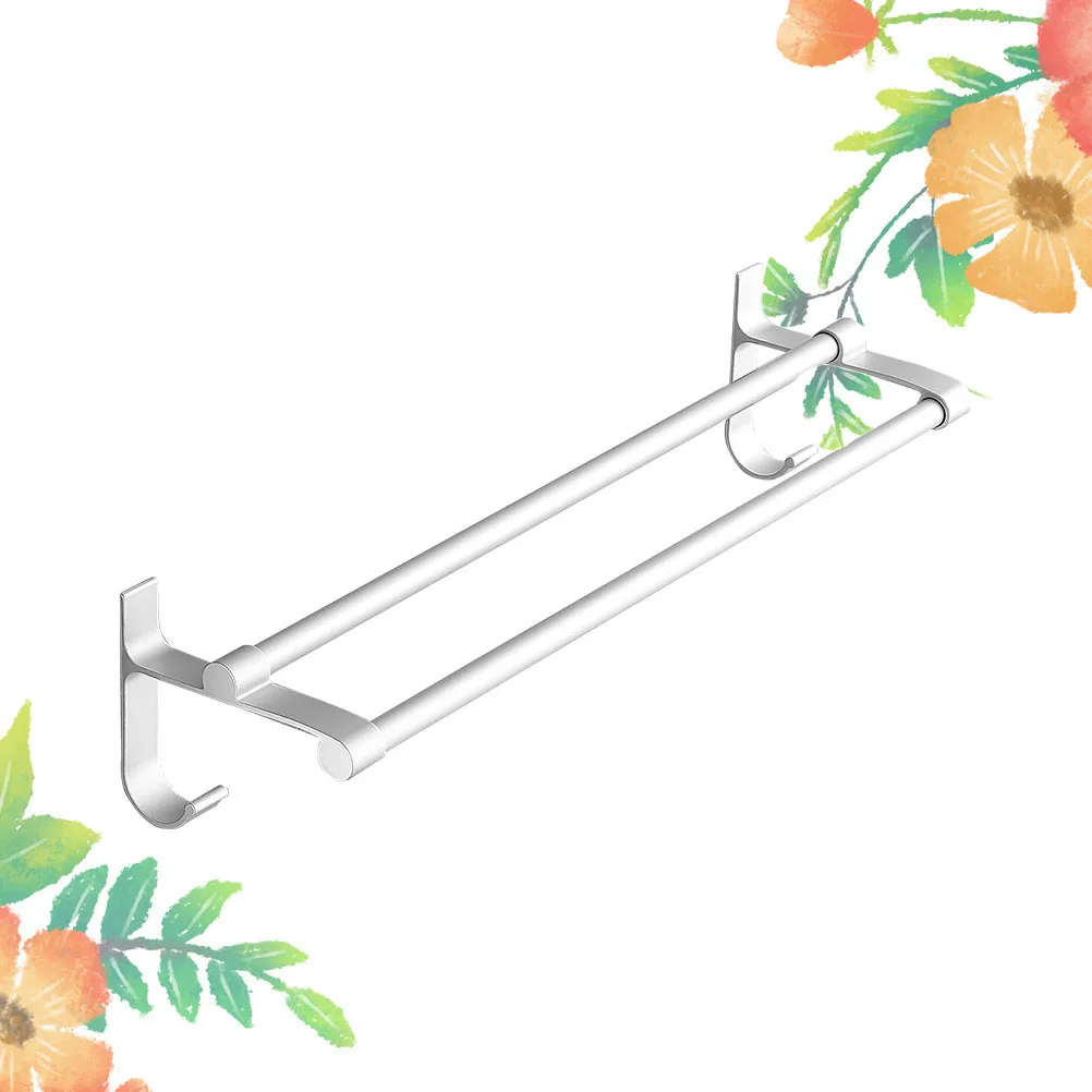 Towel Rack Double Rod Holder Silver Space Aluminum Bars Bathroom Shelf Hooks Rust Free Easy Clean Sturdy Durable Adjustable
Towel Rack Double Rod Holder Silver Space Aluminum Bars Bathroom Shelf Hooks Rust Free Easy Clean Sturdy Durable Adjustable