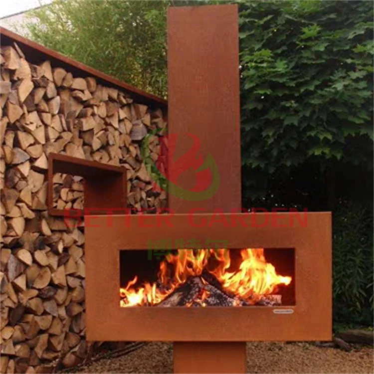 Heating Large Residential Wood Outdoor Fireplace with Flame
Heating Large Residential Wood Outdoor Fireplace with Flame