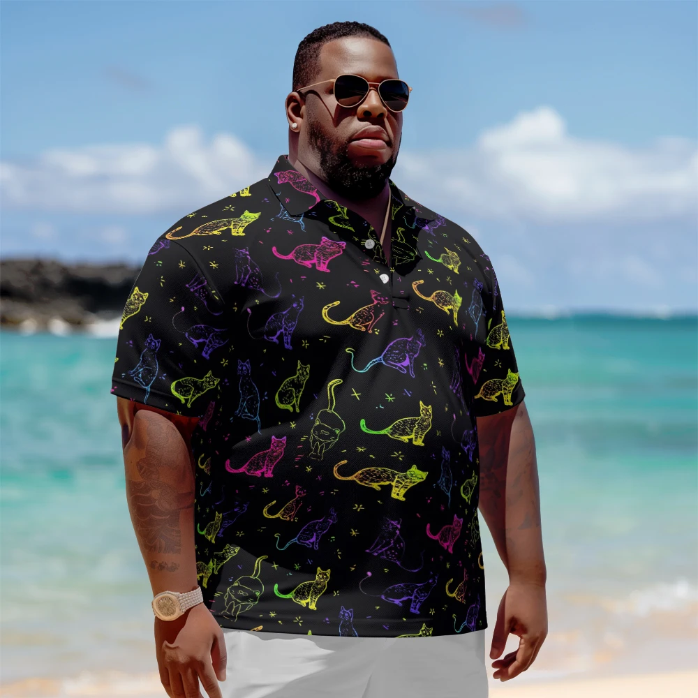 1 men's plus size polo shirt in summer colors with cat print casual lapel button suitable for shopping and golf
1 men's plus size polo shirt in summer colors with cat print casual lapel button suitable for shopping and golf