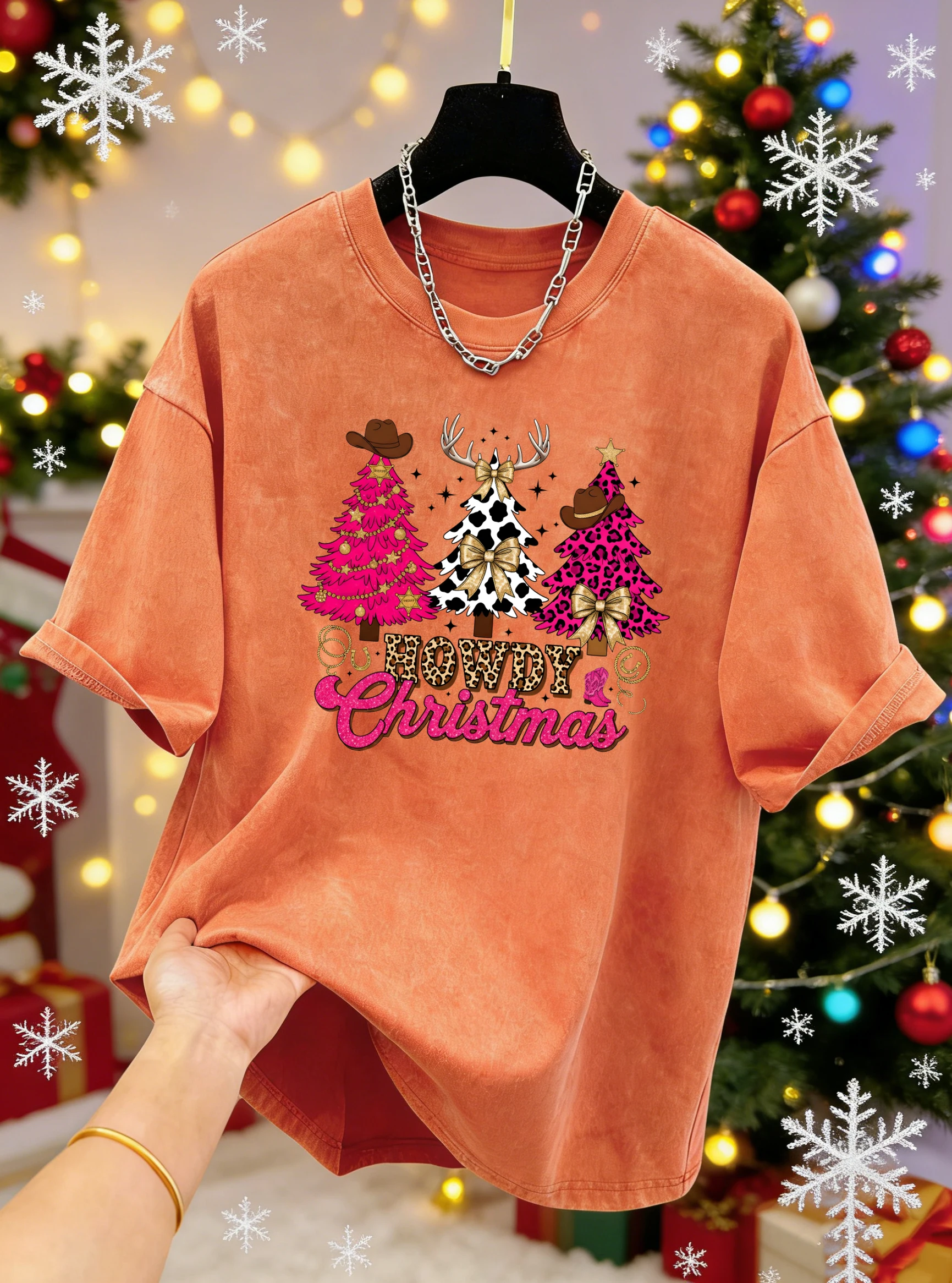 Merry Christmas Howdy Trees Printed Washed T-Shirt Female Loose Cotton Tee Shirts Trendy Y2K Short Sleeve All-Match Womens Top
Merry Christmas Howdy Trees Printed Washed T-Shirt Female Loose Cotton Tee Shirts Trendy Y2K Short Sleeve All-Match Womens Top