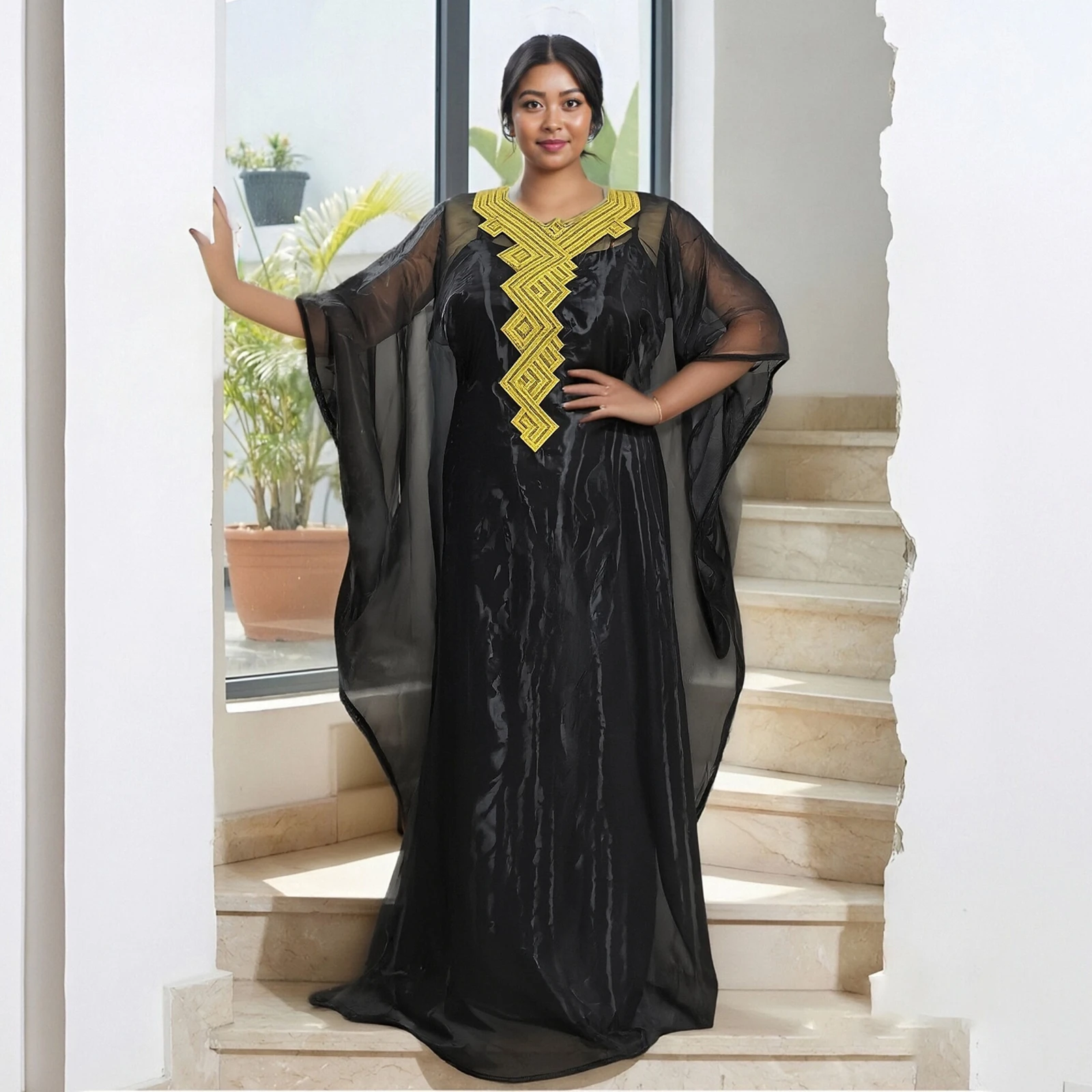 African Attire For Women Abaya Embroidery Plus Size Elegant Party Church Dress
African Attire For Women Abaya Embroidery Plus Size Elegant Party Church Dress