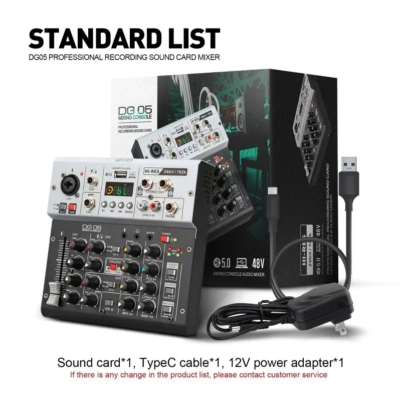 DG05 Audio Interface Sound Card with Monitoring,Studio Quality 24bit 192k,5.0 BT For PC,Electric Guitar Live Recording , Singing
DG05 Audio Interface Sound Card with Monitoring,Studio Quality 24bit 192k,5.0 BT For PC,Electric Guitar Live Recording , Singing