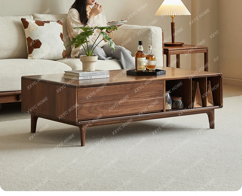North American black walnut coffee table TV cabinet combination living room small apartment solid wood tea table can customized
North American black walnut coffee table TV cabinet combination living room small apartment solid wood tea table can customized