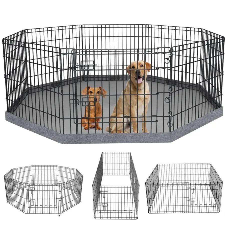 Foldable Metal Dog Exercise Pen Pet Puppy Playpen Kennels Yard Fence Indoor Outdoor 8 Panel 24 W x 24 H with Bottom Pad with Bot
Foldable Metal Dog Exercise Pen Pet Puppy Playpen Kennels Yard Fence Indoor Outdoor 8 Panel 24 W x 24 H with Bottom Pad with Bot