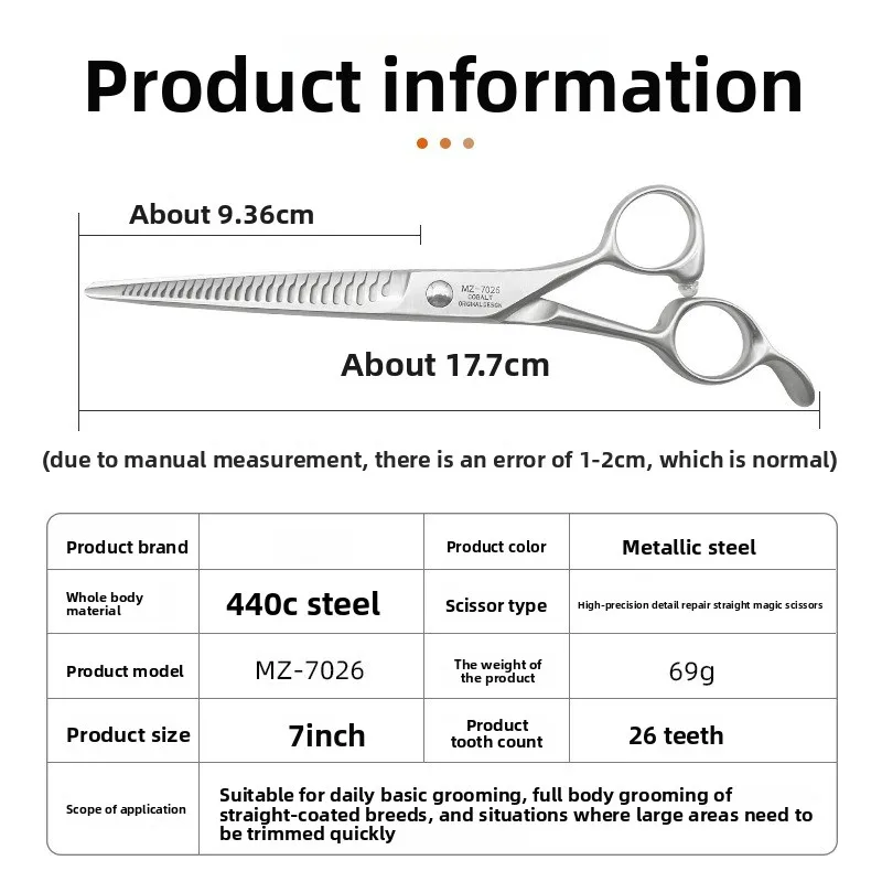 Straight Magic Scissors Pet Groomer Scissors MQL7026/MQM7026/MZ7026 Curved Magic Scissors
Straight Magic Scissors Pet Groomer Scissors MQL7026/MQM7026/MZ7026 Curved Magic Scissors
