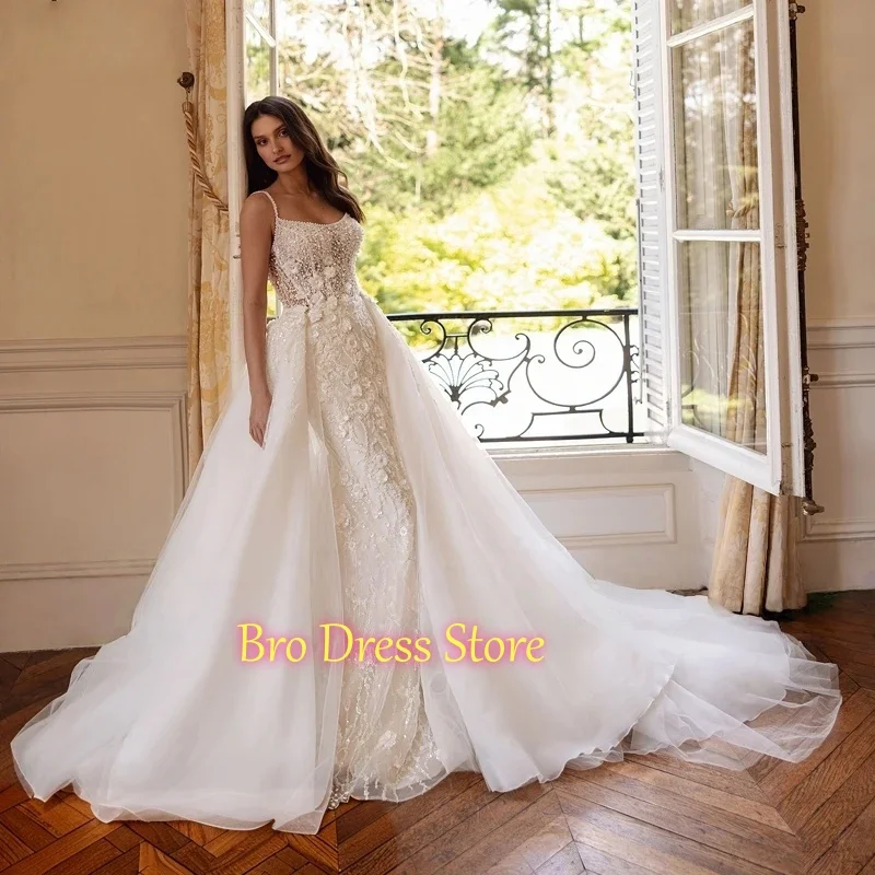 Романтическое свадебное платье-русалка с вырезом-лодочкой, бисером и тонкими бретелями, изысканная вышивка, кружевное свадебное платье-труба, индивидуальный пошив
Романтическое свадебное платье-русалка с вырезом-лодочкой, бисером и тонкими бретелями, изысканная вышивка, кружевное свадебное платье-труба, индивидуальный пошив