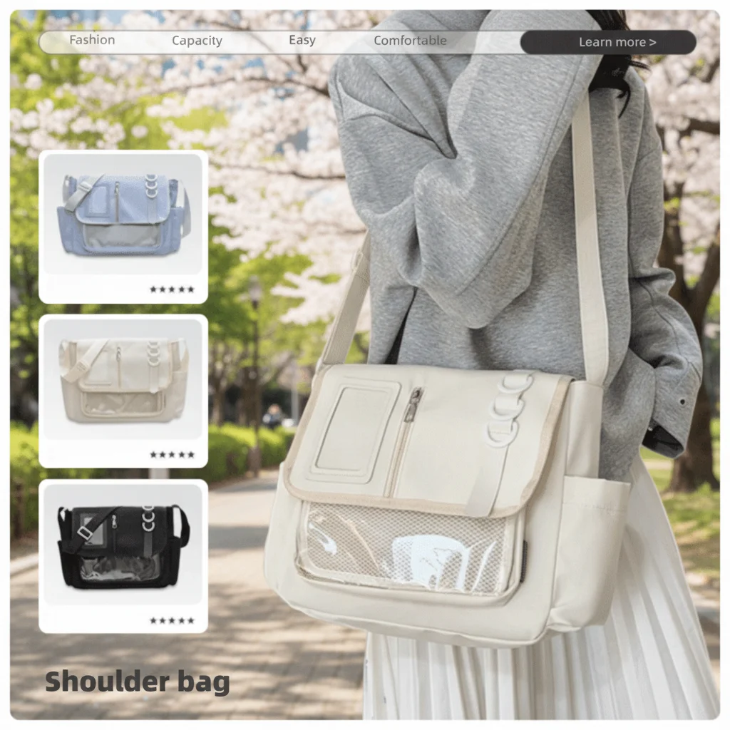 New Fashion Y2K Transparent Crossbody Bag Waterproof Japanese JK Ita Bag DIY Display Plate Lightweight Harajuku School Bags
New Fashion Y2K Transparent Crossbody Bag Waterproof Japanese JK Ita Bag DIY Display Plate Lightweight Harajuku School Bags