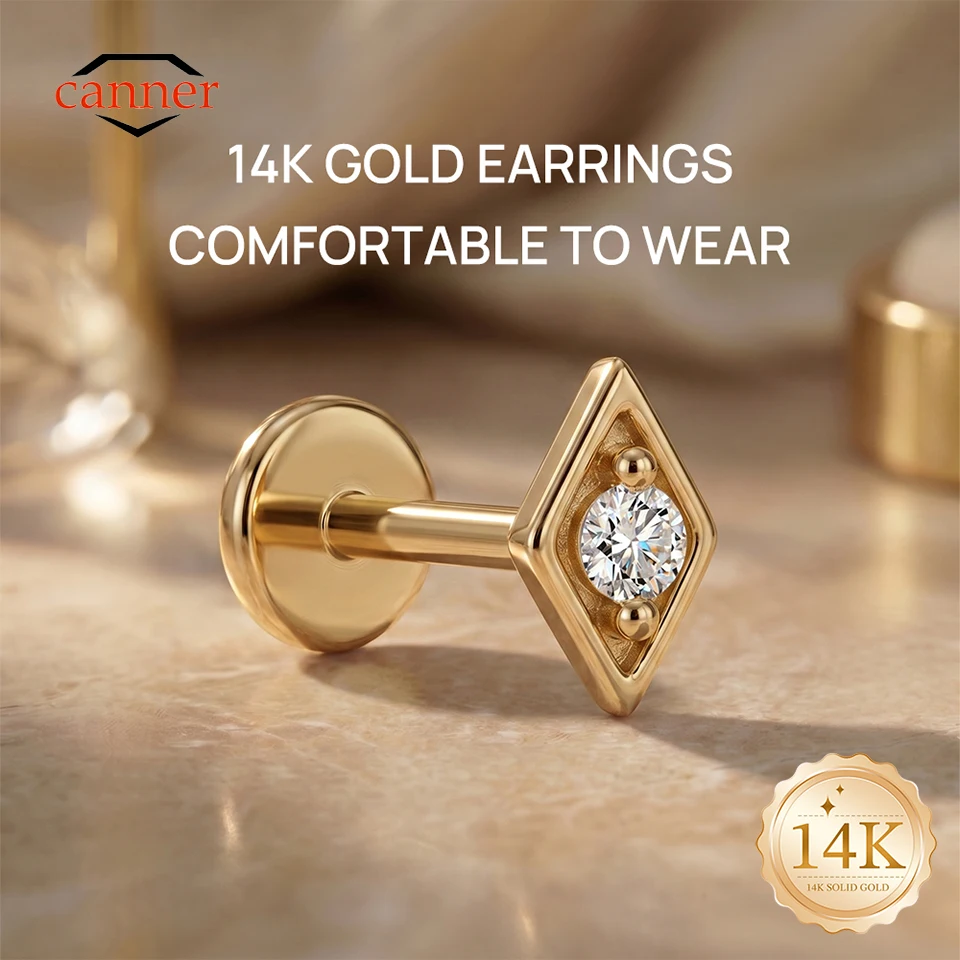 CANNER 1PC 14K Solid Gold Geometric CZ Stud Earrings for Women Hypoallergenic Cartilage Helix Tragus Piercing Jewelry Gift
CANNER 1PC 14K Solid Gold Geometric CZ Stud Earrings for Women Hypoallergenic Cartilage Helix Tragus Piercing Jewelry Gift