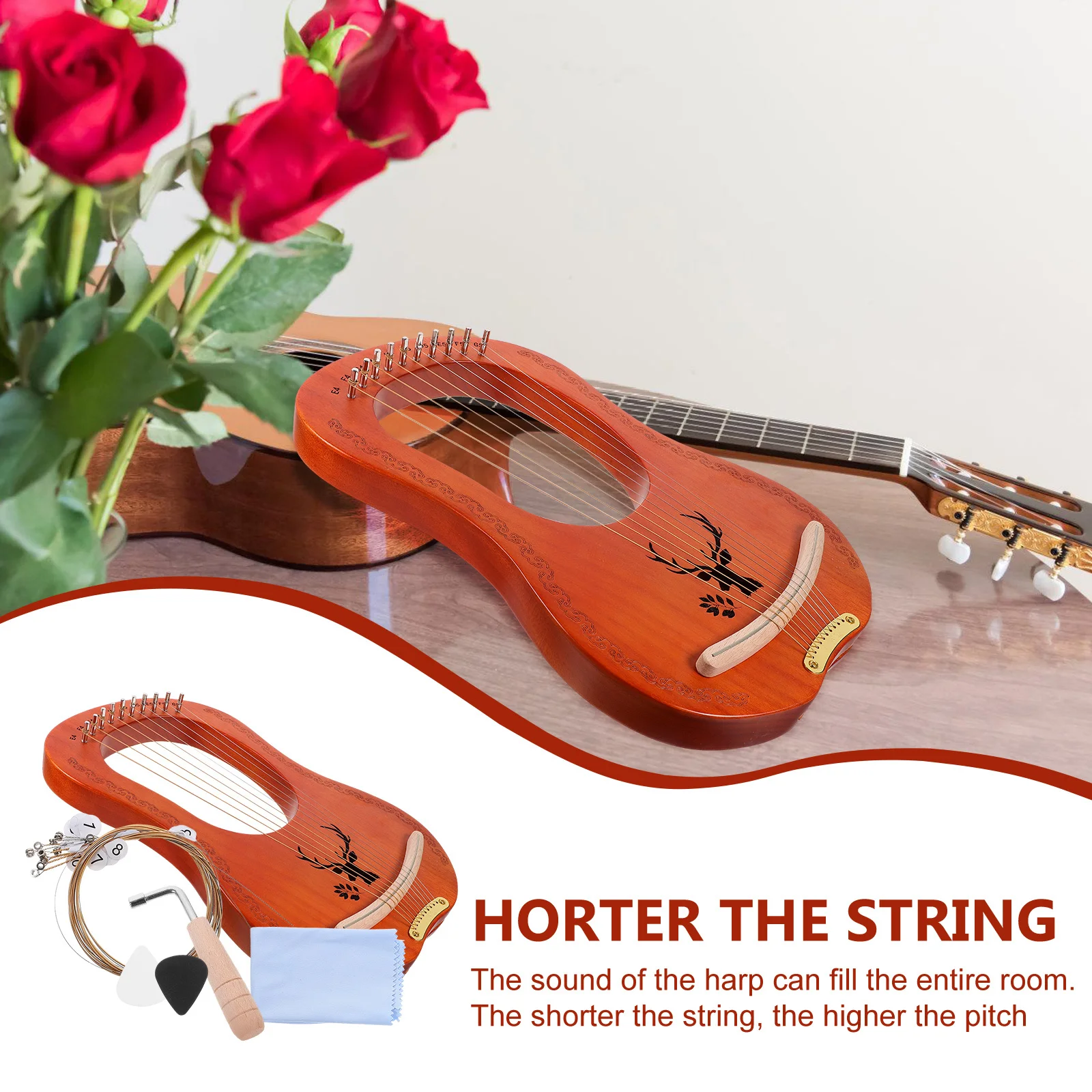 10-String Ancient Style Lyre Musical Instrument with Tuning Wrench Number Harp Kit
10-String Ancient Style Lyre Musical Instrument with Tuning Wrench Number Harp Kit