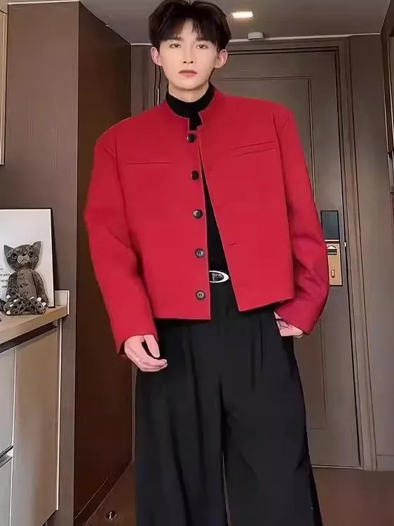 Ankela Red oulder Pad Men's Suit Jaet ort Sle Chinese New Sle Old Money Faion Spring Autumn Casual Western Coat
Ankela Red oulder Pad Men's Suit Jaet ort Sle Chinese New Sle Old Money Faion Spring Autumn Casual Western Coat