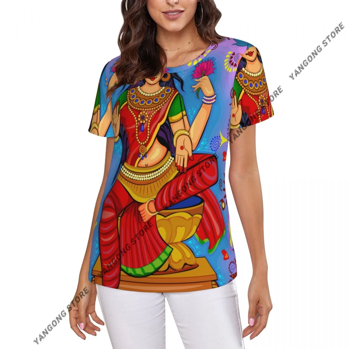 Women's T-shirt ladies casual Goddess Lakshmi female T-shirt short-sleeved T-shirt summer thin tops
Women's T-shirt ladies casual Goddess Lakshmi female T-shirt short-sleeved T-shirt summer thin tops