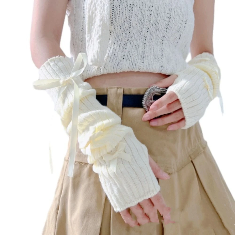 Streetwear Elastic Knitted Bow Arm Sleeves Y2K Warm Half Finger Long Gloves Korean Style Sweet Arm Warmers Girl Party
Streetwear Elastic Knitted Bow Arm Sleeves Y2K Warm Half Finger Long Gloves Korean Style Sweet Arm Warmers Girl Party