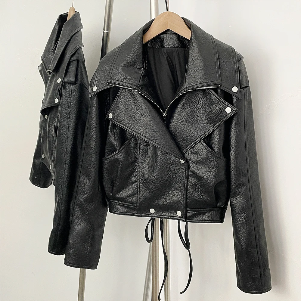 OFTBUY PU Biker Coat Women's Leather Jacket Faux Leather Cropped Moto Jacket Asymmetric Woman Clothing Vintage Punk Outerwear
OFTBUY PU Biker Coat Women's Leather Jacket Faux Leather Cropped Moto Jacket Asymmetric Woman Clothing Vintage Punk Outerwear