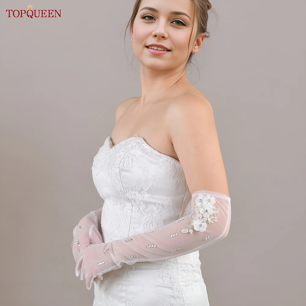 TOPQUEEN Wedding Gloves Crystal Pearl Bridal Gloves 3d Flowers Off-White Elbow Length Wedding Accessories T28
TOPQUEEN Wedding Gloves Crystal Pearl Bridal Gloves 3d Flowers Off-White Elbow Length Wedding Accessories T28