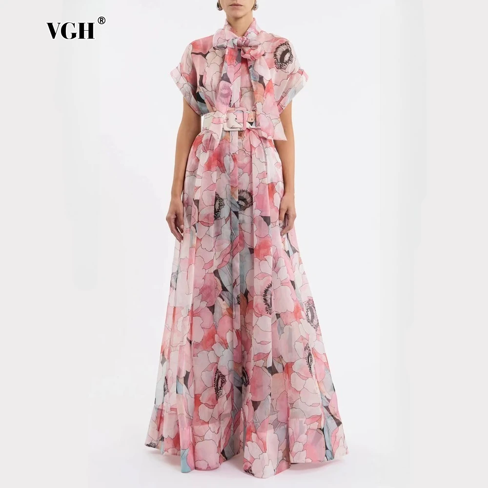 VGH Elegant Printing Long Dress for Women Scarf Collar Short Sleeve High Waist Patchwork Sashes Chiffon Dresses Female Clothing
VGH Elegant Printing Long Dress for Women Scarf Collar Short Sleeve High Waist Patchwork Sashes Chiffon Dresses Female Clothing