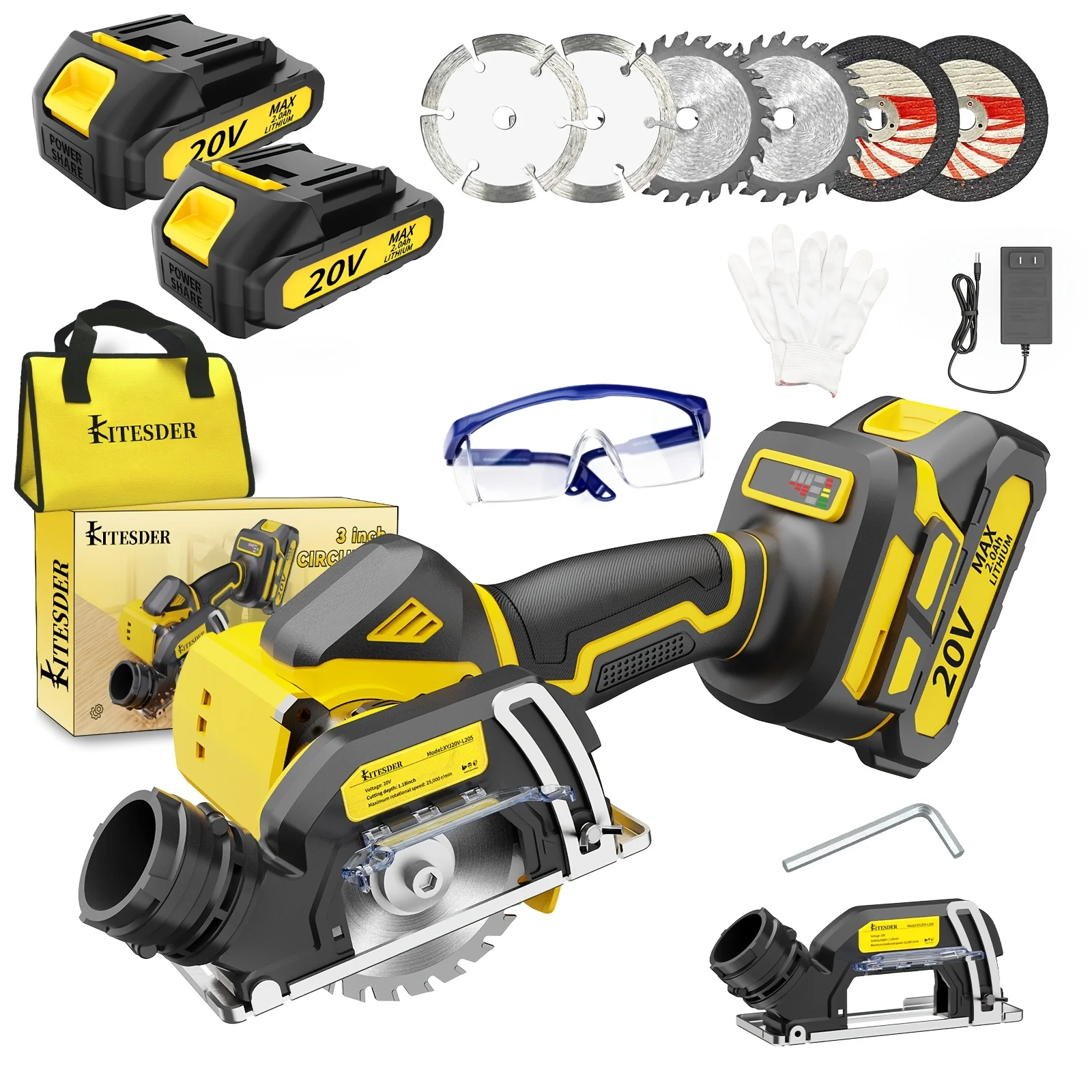20V 3Inch Portable Mini Circular Saw with Battery And Charger, 19500RPM Cordless Saw with Safety Guard, Versatile for Tile Wood Metal Plastic, Max 3" Blade, DIY & Building Tool, Christmas Present, Fast Local Shipment
20V 3Inch Portable Mini Circular Saw with Battery And Charger, 19500RPM Cordless Saw with Safety Guard, Versatile for Tile Wood Metal Plastic, Max 3" Blade, DIY & Building Tool, Christmas Present, Fast Local Shipment