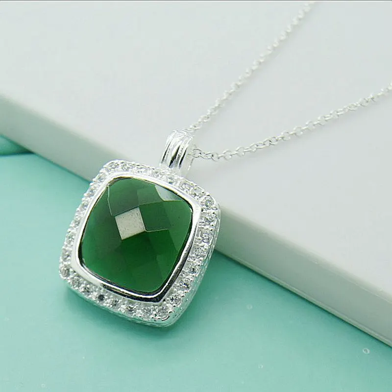 Luxury Jewelry Necklace 925 Sterling Silver Square Green Gem Pendant Necklaces For Woman Mother Best Gifts
Luxury Jewelry Necklace 925 Sterling Silver Square Green Gem Pendant Necklaces For Woman Mother Best Gifts