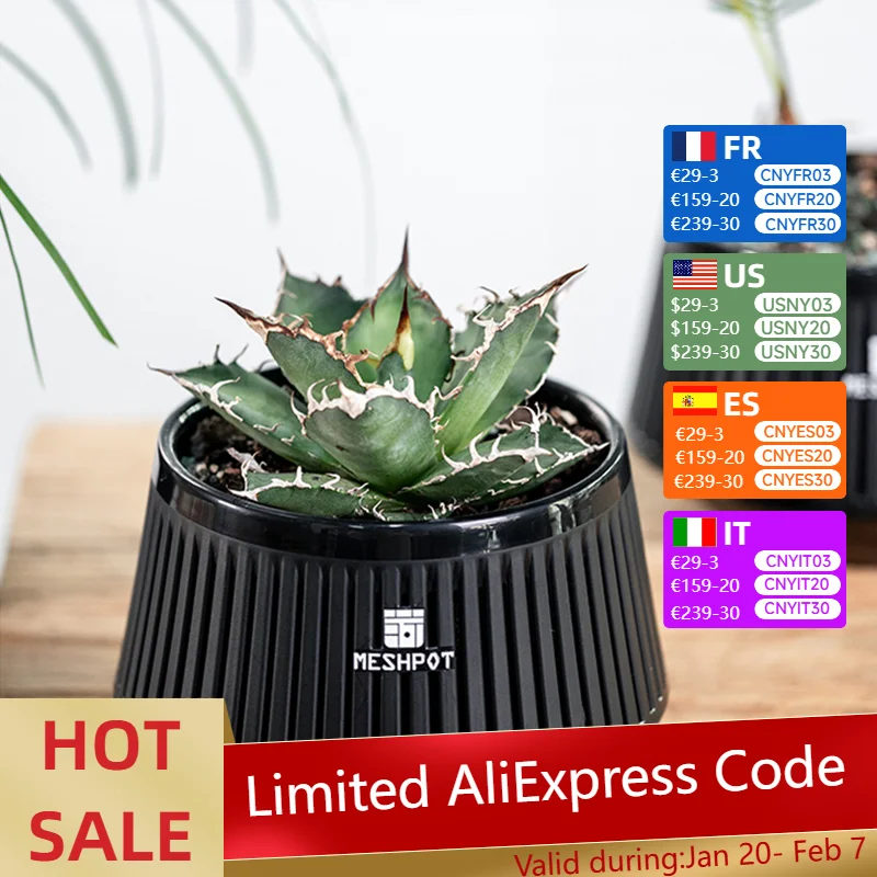 Meshpot 6 pcs Plastic Flower Pot with Drainage Holes and Saucers Indoor Planter for Agave Orchid herbs
Meshpot 6 pcs Plastic Flower Pot with Drainage Holes and Saucers Indoor Planter for Agave Orchid herbs