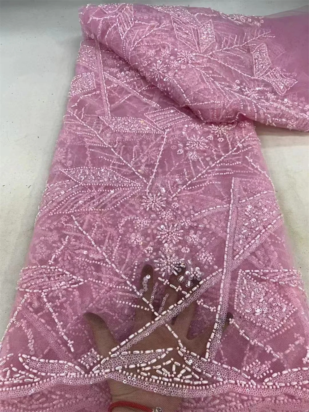 Pink Luxury African Sequins Beaded Lace Fabric 2025 High Quality Groom Nigerian Wedding Bridal Embroidery French Tulle Sewing
Pink Luxury African Sequins Beaded Lace Fabric 2025 High Quality Groom Nigerian Wedding Bridal Embroidery French Tulle Sewing