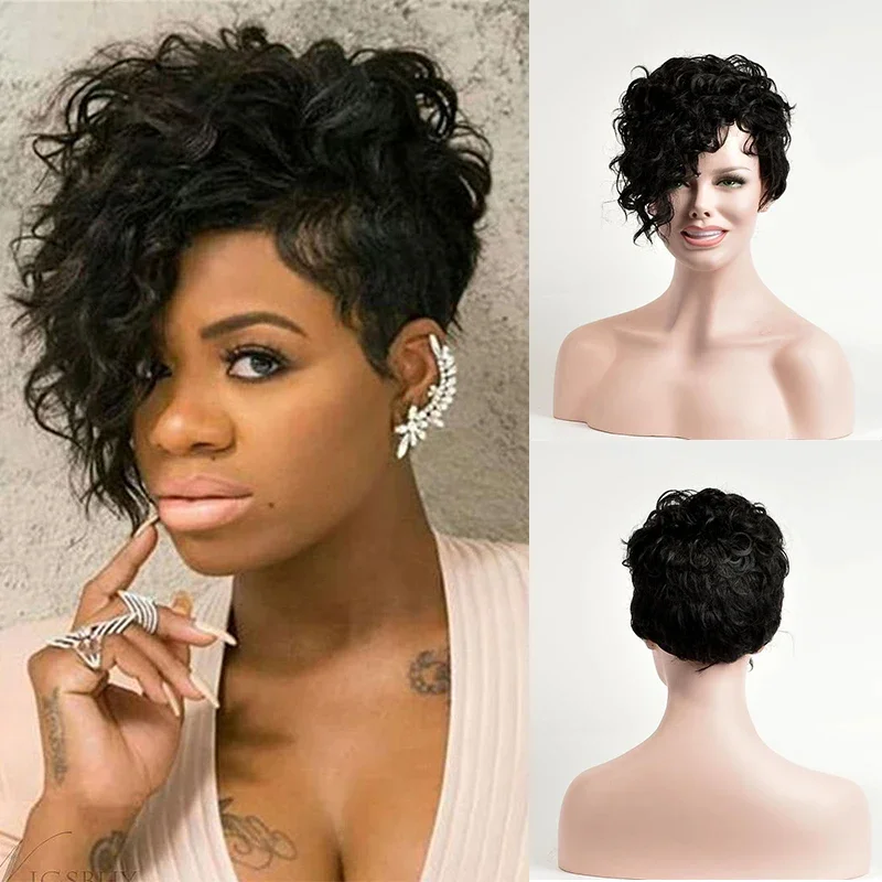 Short Curly Synthetic Wig for Black Women One Side Part Short Messy Kinky Curly Synthetic Hair With Bangs High Temperature Fibre
Short Curly Synthetic Wig for Black Women One Side Part Short Messy Kinky Curly Synthetic Hair With Bangs High Temperature Fibre