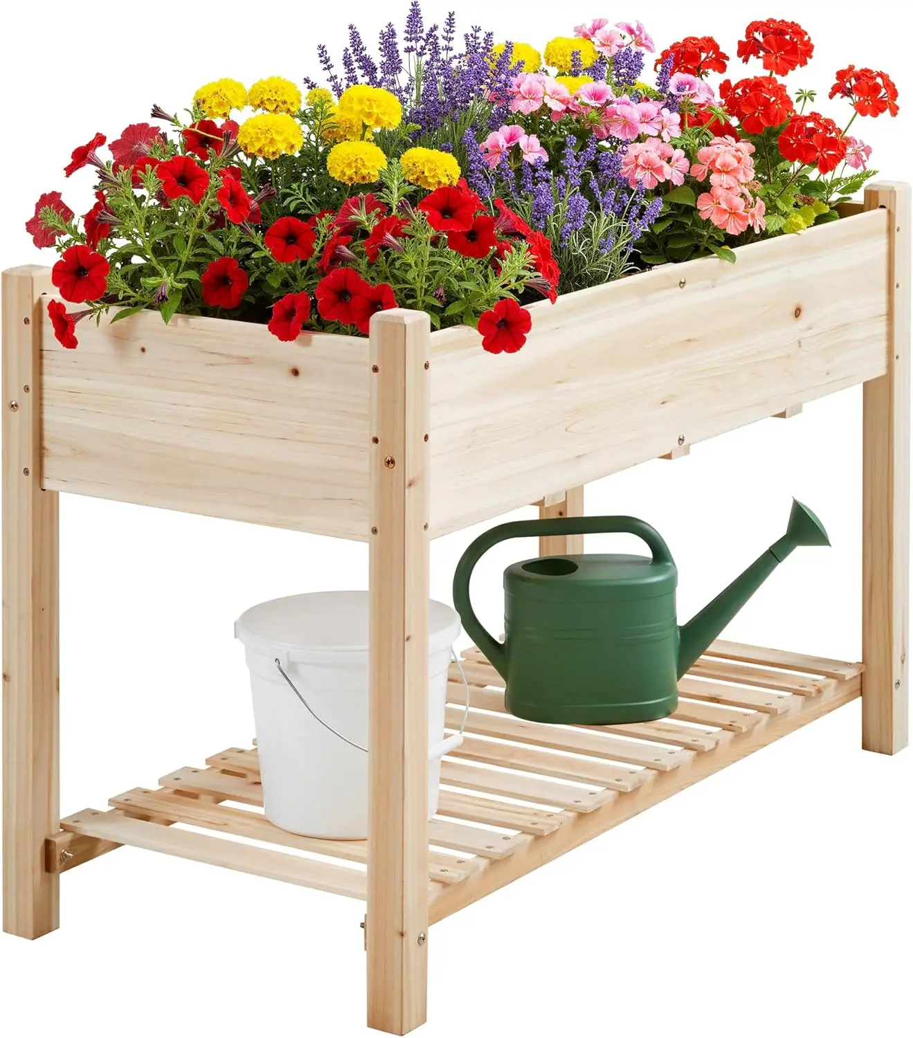 Wooden Raised Garden Bed with Legs & Storage Shelf for Vegetables, Flowers, Herbs - 47x23x32in
Wooden Raised Garden Bed with Legs & Storage Shelf for Vegetables, Flowers, Herbs - 47x23x32in