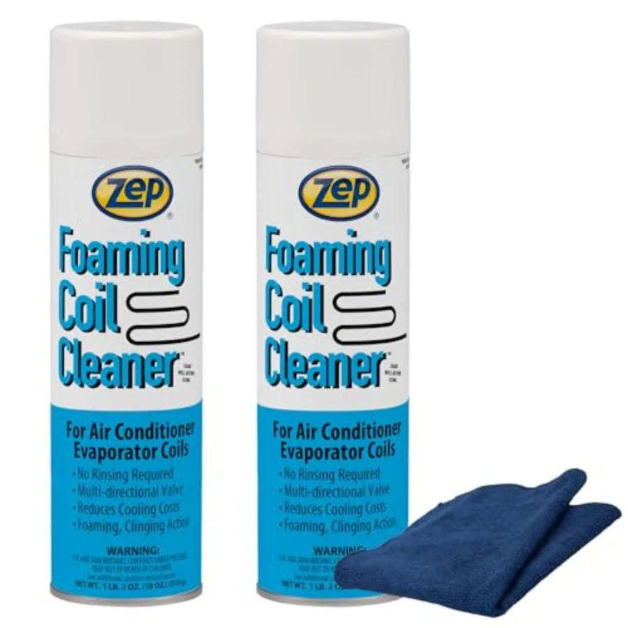 Foaming Coil Cleaner 18 oz 2 Units and A Blue Microfiber Rag ECBD039 - No-Rinse Evaporator Coil Cleaner for Air Conditioner and
Foaming Coil Cleaner 18 oz 2 Units and A Blue Microfiber Rag ECBD039 - No-Rinse Evaporator Coil Cleaner for Air Conditioner and