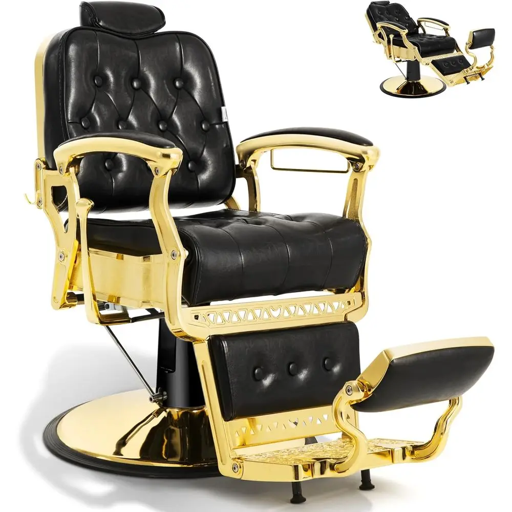Vintage Heavy-Duty Reclining Barber Chair with 360° Swivel for Beauty and Spa Services (Gold)
Vintage Heavy-Duty Reclining Barber Chair with 360° Swivel for Beauty and Spa Services (Gold)