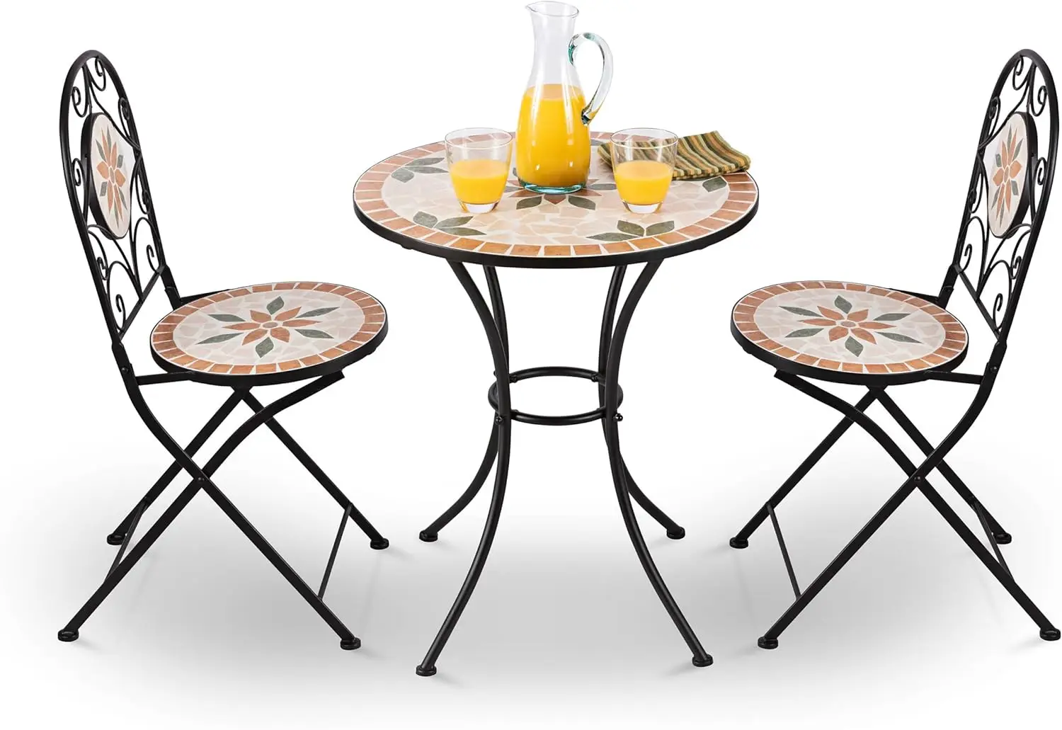 Indoor/Outdoor 3-Piece Mosaic Bistro Set Folding Table and Chairs Patio Seating, Tan
Indoor/Outdoor 3-Piece Mosaic Bistro Set Folding Table and Chairs Patio Seating, Tan