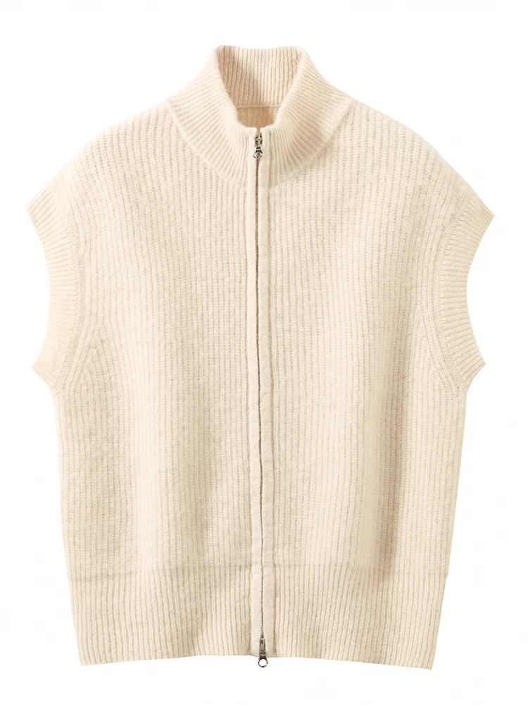New Women 100% Merino Wool Zipper Waistcoat Sleeveless Cardigan Autumn Winter Turn-down Neck Soft Cashmere Sweater Knitted Vest
New Women 100% Merino Wool Zipper Waistcoat Sleeveless Cardigan Autumn Winter Turn-down Neck Soft Cashmere Sweater Knitted Vest