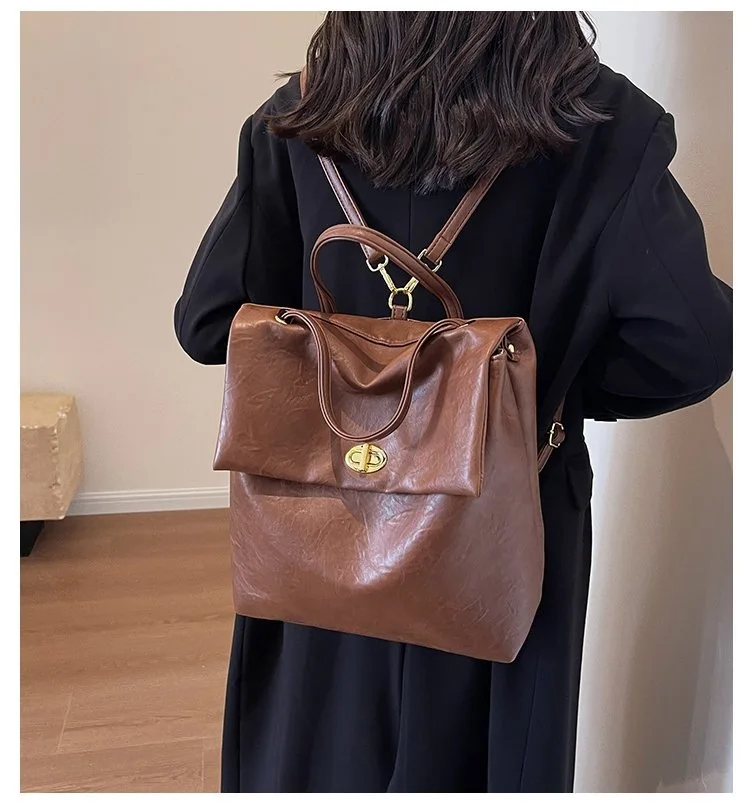 Fashionable Pure Color Genuine Leather Backpack for Women Girls Large Capacity Travel Double Shoulder Bag Retro Artistic Style
Fashionable Pure Color Genuine Leather Backpack for Women Girls Large Capacity Travel Double Shoulder Bag Retro Artistic Style