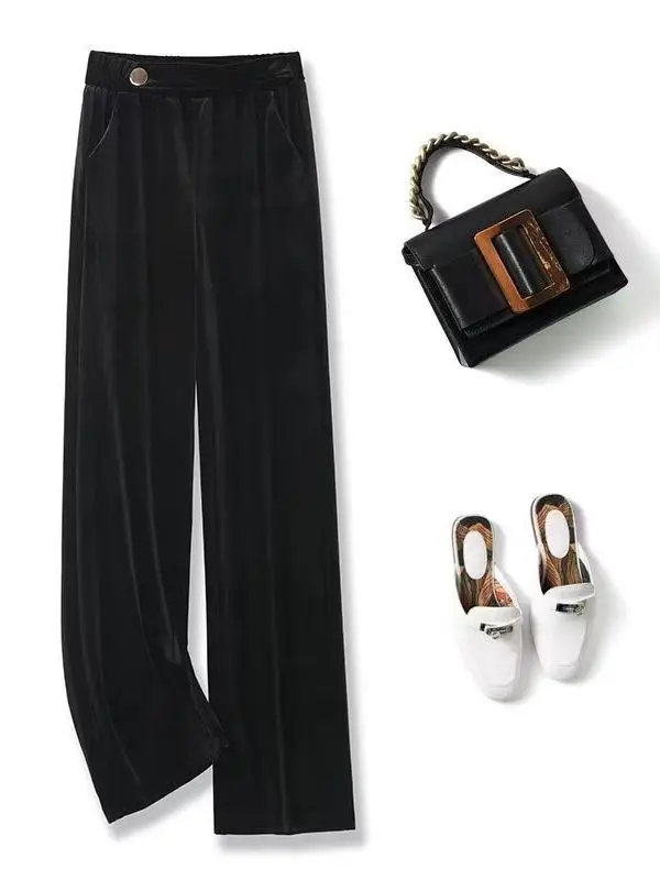 High Waist Wide Leg Pants Women's Spring New Style Slim Fit Velvet Thin Model Korean Version Long Pants Polyester Fiber
High Waist Wide Leg Pants Women's Spring New Style Slim Fit Velvet Thin Model Korean Version Long Pants Polyester Fiber