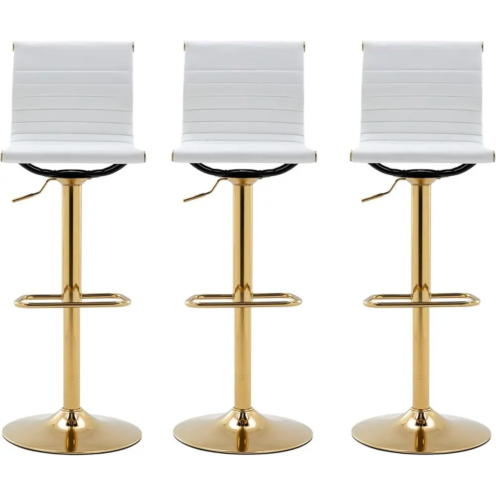 Set of 3 Adjustable Leather Bar Stools - White with Gold Base for Kitchen Island Breakfast Bar
Set of 3 Adjustable Leather Bar Stools - White with Gold Base for Kitchen Island Breakfast Bar
