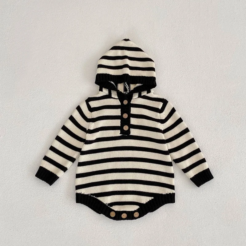 Knitwear Baby Striped Romper 0-3Years Newborn Boy Girl Long Sleeve Knitted Hooded Bodysuit One-Pieces Sweater Casual Clothes
Knitwear Baby Striped Romper 0-3Years Newborn Boy Girl Long Sleeve Knitted Hooded Bodysuit One-Pieces Sweater Casual Clothes