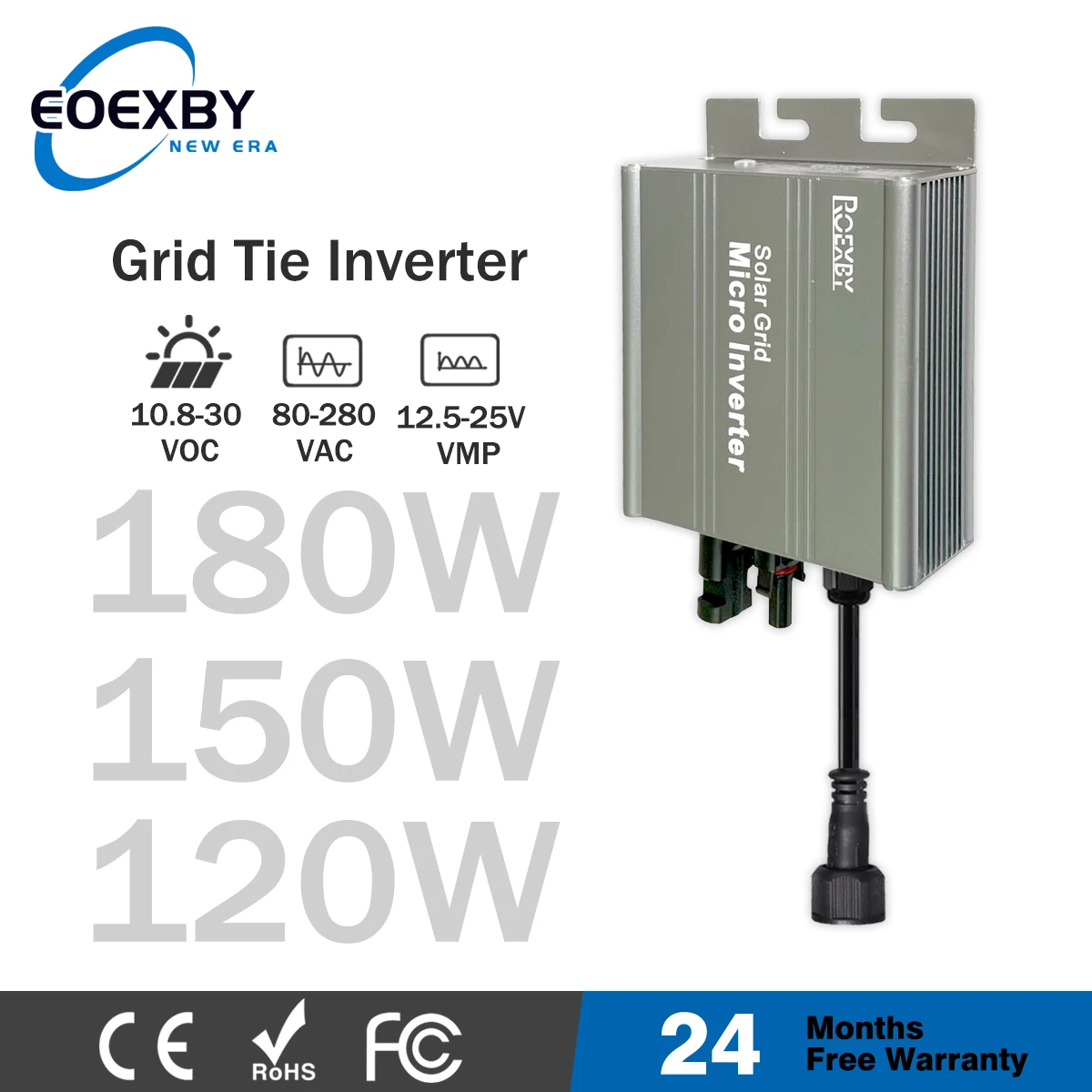 MPPT 120W 150W 180W Micro Inverter Balcony Solar PV Grid Tie System for Home Use DC10.8-30V Solar Input AC110V-240V Output
MPPT 120W 150W 180W Micro Inverter Balcony Solar PV Grid Tie System for Home Use DC10.8-30V Solar Input AC110V-240V Output