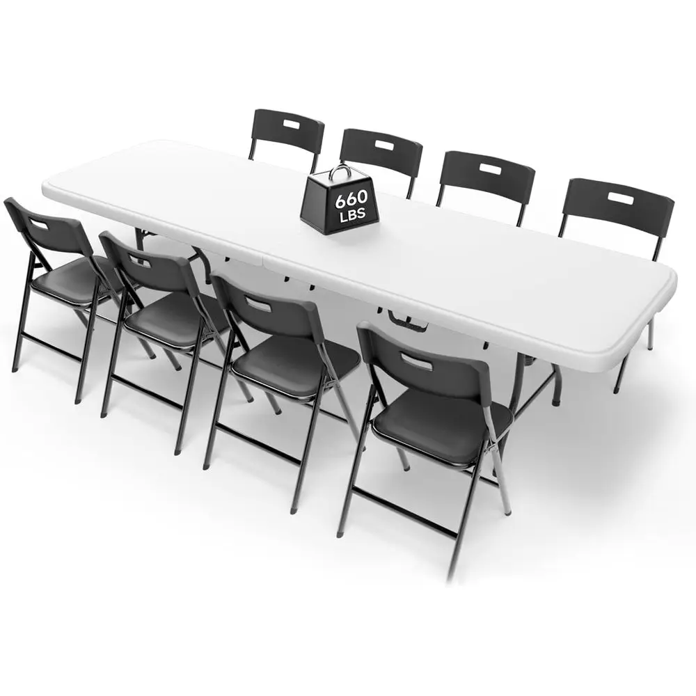 Portable Heavy-Duty Folding Table Set with 8 Chairs for Camping, Parties, Indoor & Outdoor Use
Portable Heavy-Duty Folding Table Set with 8 Chairs for Camping, Parties, Indoor & Outdoor Use