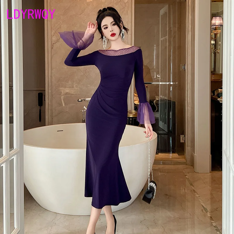 Banquet Evening Dress 2023 Autumn/Winter Wear Hot Diamond Flare Sleeves Slim Fit Wrap Hip Fish Tail Dress
Banquet Evening Dress 2023 Autumn/Winter Wear Hot Diamond Flare Sleeves Slim Fit Wrap Hip Fish Tail Dress