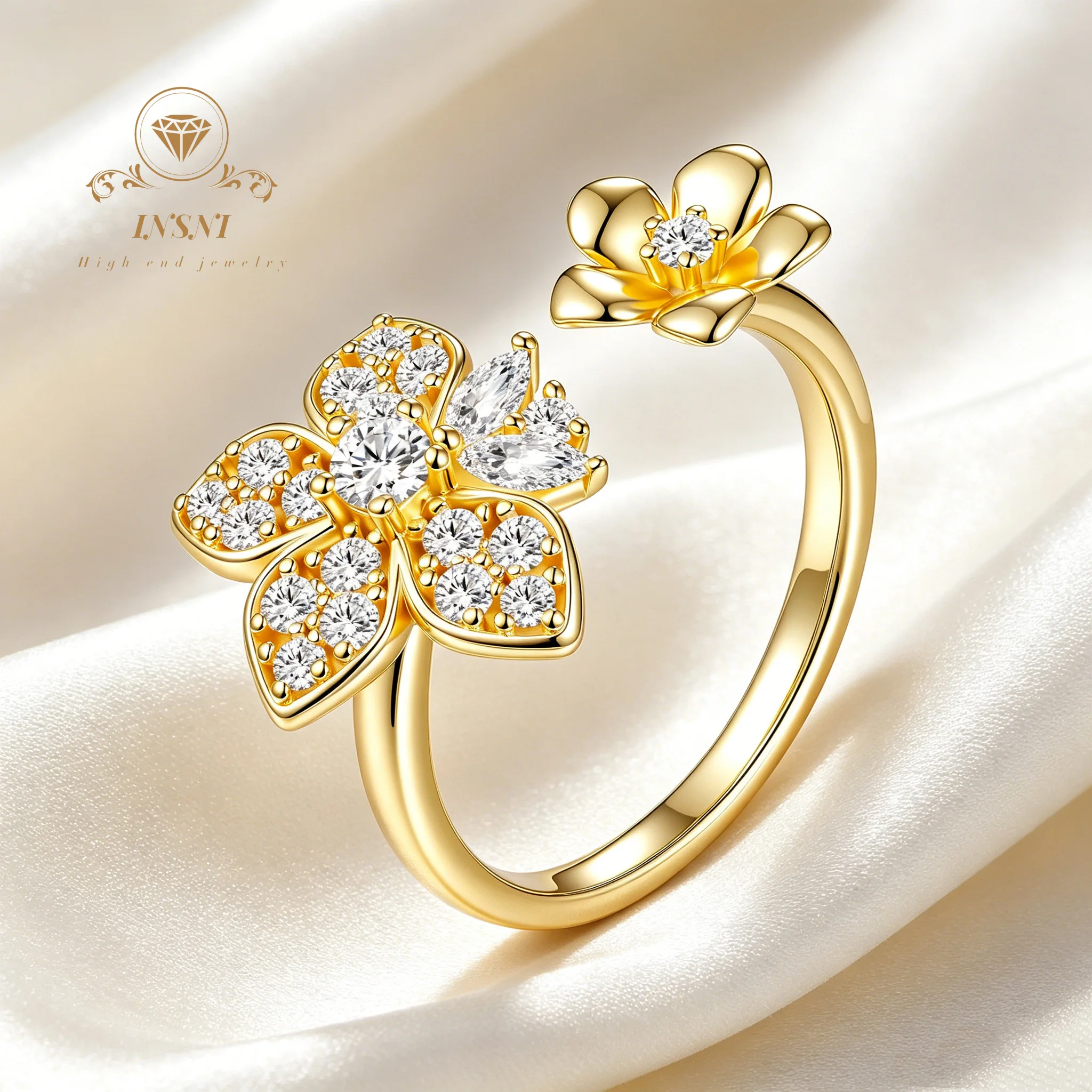 Floral Ring S925 Pure Silver Open Flower Full Diamond V-gold Cherry Blossom Fresh Floral Design Affordable Light Luxury Jewelry
Floral Ring S925 Pure Silver Open Flower Full Diamond V-gold Cherry Blossom Fresh Floral Design Affordable Light Luxury Jewelry