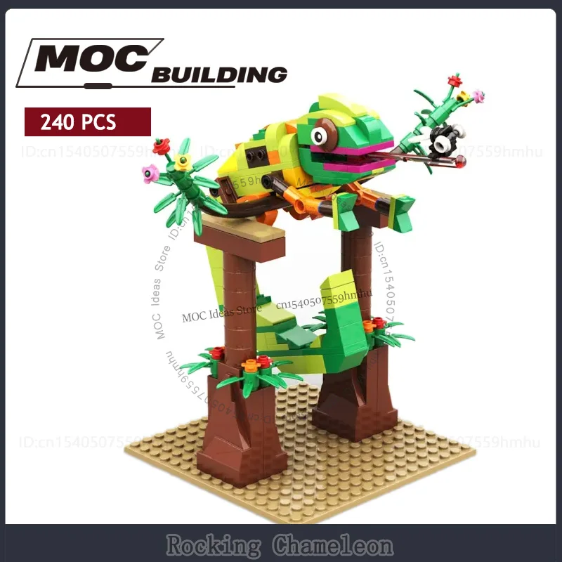 Rocking Chameleon MOC Building Blocks Creative Modular DIY Assembly Technology Bricks Collection Display Toys Birthday Gifts
