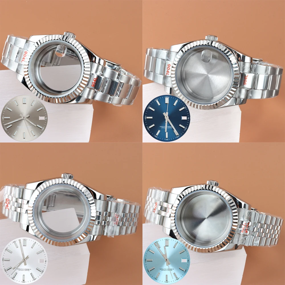 36mm 39mm NH35 Silver Watch Case with 28.5mm blue grey Dial Hands Blue Luminous Watch Modified Parts Fit NH35 NH36 Movement
36mm 39mm NH35 Silver Watch Case with 28.5mm blue grey Dial Hands Blue Luminous Watch Modified Parts Fit NH35 NH36 Movement