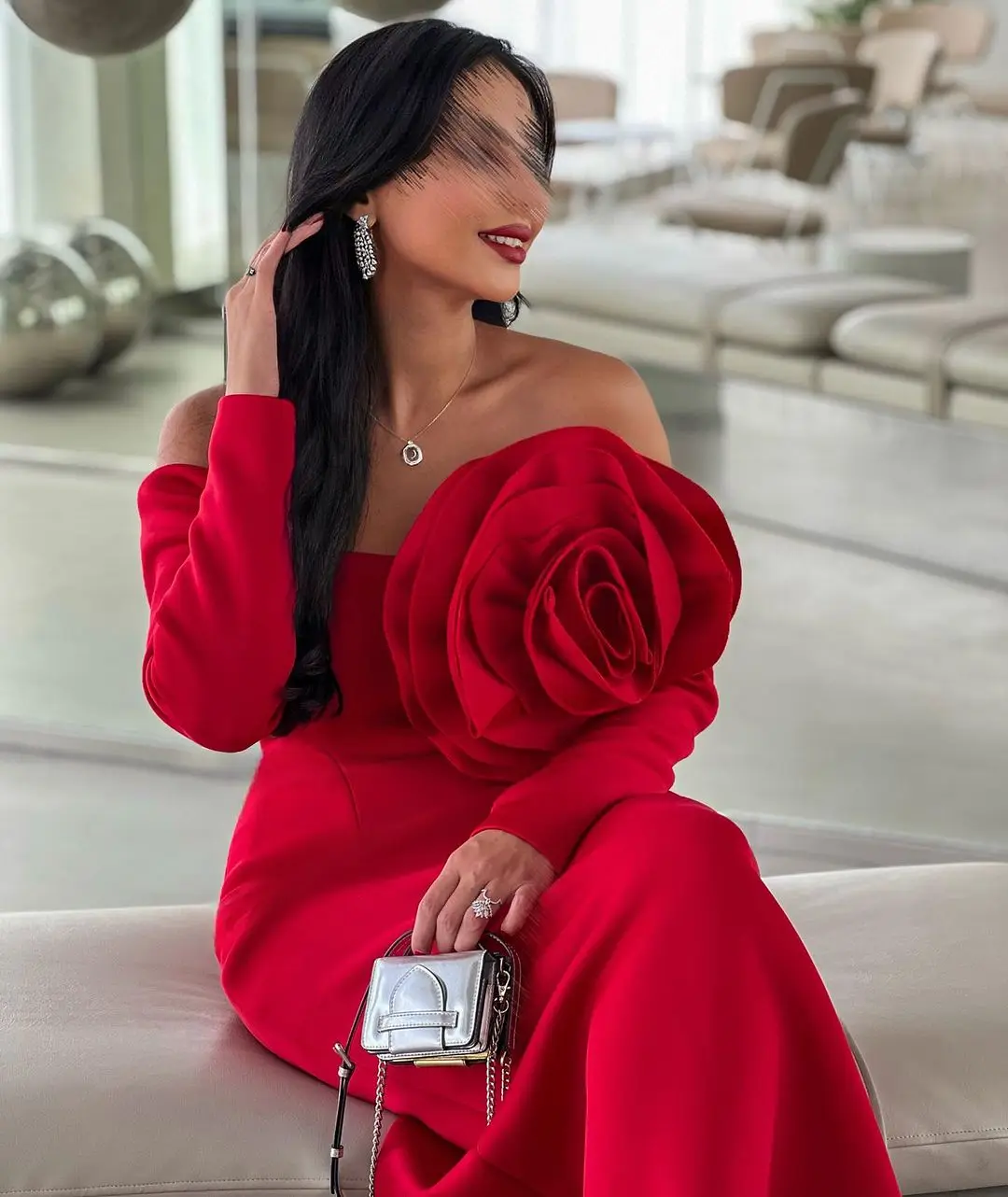 Vintage Mermaid Evening Dresses Long Sleeves Prom Dresses Boat Neck Pleated Ruffles Flower Ankle Length Simple Red Party Dresses
Vintage Mermaid Evening Dresses Long Sleeves Prom Dresses Boat Neck Pleated Ruffles Flower Ankle Length Simple Red Party Dresses