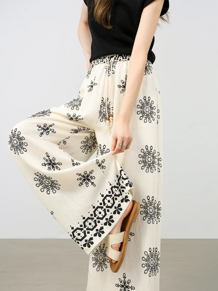 SENTUBILA Women's Wide Leg Pants Summer Beaded Drawstring High Waisted Trousers 2025 Collection Bohemian Woman Clothes W52KD2347
SENTUBILA Women's Wide Leg Pants Summer Beaded Drawstring High Waisted Trousers 2025 Collection Bohemian Woman Clothes W52KD2347