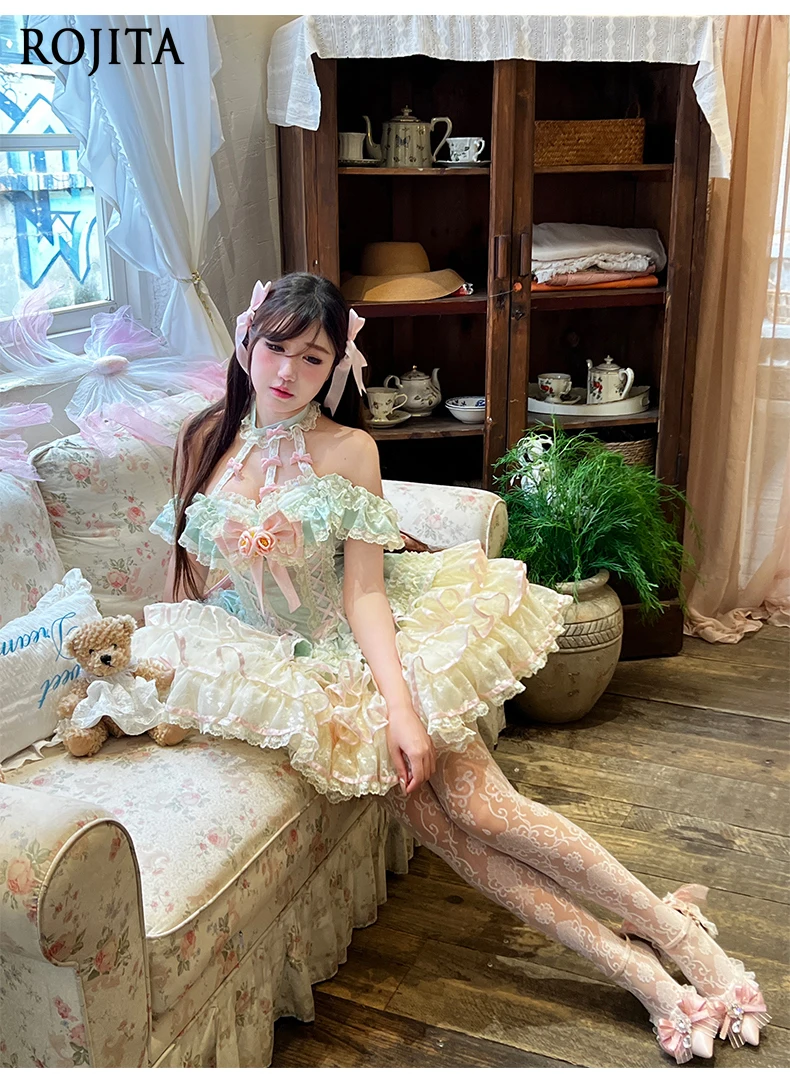 Spring and Summer Fairy Dress Heavy Craft Rose Lace Romantic Atmosphere Fairy Princess Dress Japanese Lolita Short Dress Women
Spring and Summer Fairy Dress Heavy Craft Rose Lace Romantic Atmosphere Fairy Princess Dress Japanese Lolita Short Dress Women