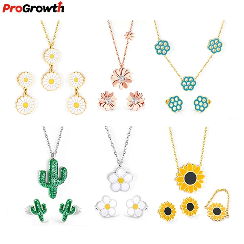 Cute Countryside Flower Daisy Pendant Stainless Steel Necklace American Rings Female Jewelry Set Korean Cactus Stud Earrings
Cute Countryside Flower Daisy Pendant Stainless Steel Necklace American Rings Female Jewelry Set Korean Cactus Stud Earrings