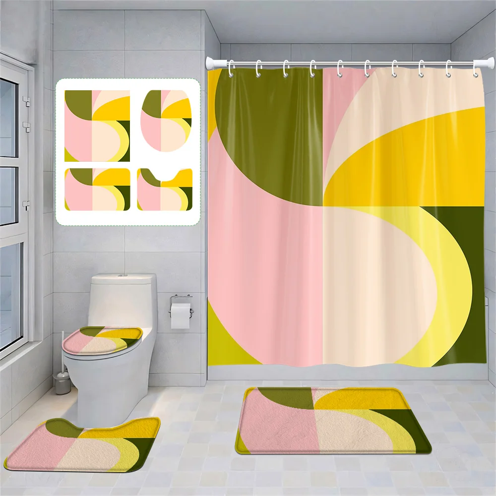 Morandi Ins Style Abstract Geometric Pattern Printed Bathroom Shower Curtain Non-Slip Mat Toilet Mat Four-Piece Set
Morandi Ins Style Abstract Geometric Pattern Printed Bathroom Shower Curtain Non-Slip Mat Toilet Mat Four-Piece Set