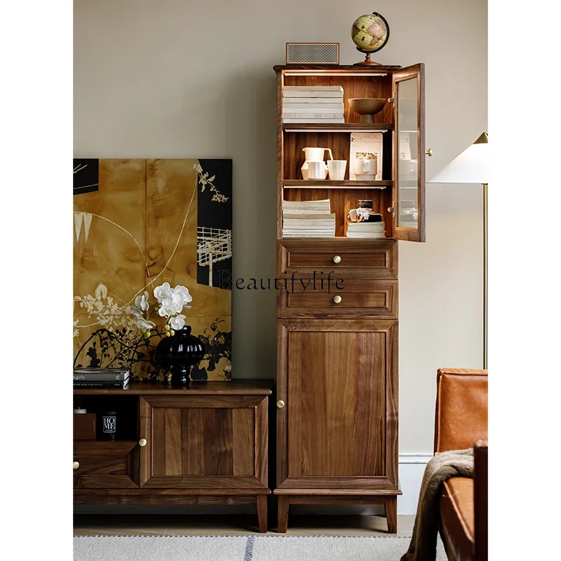 yj21 American solid wood TV side cabinet North American black walnut retro multi-functional storage stand cabinet
yj21 American solid wood TV side cabinet North American black walnut retro multi-functional storage stand cabinet