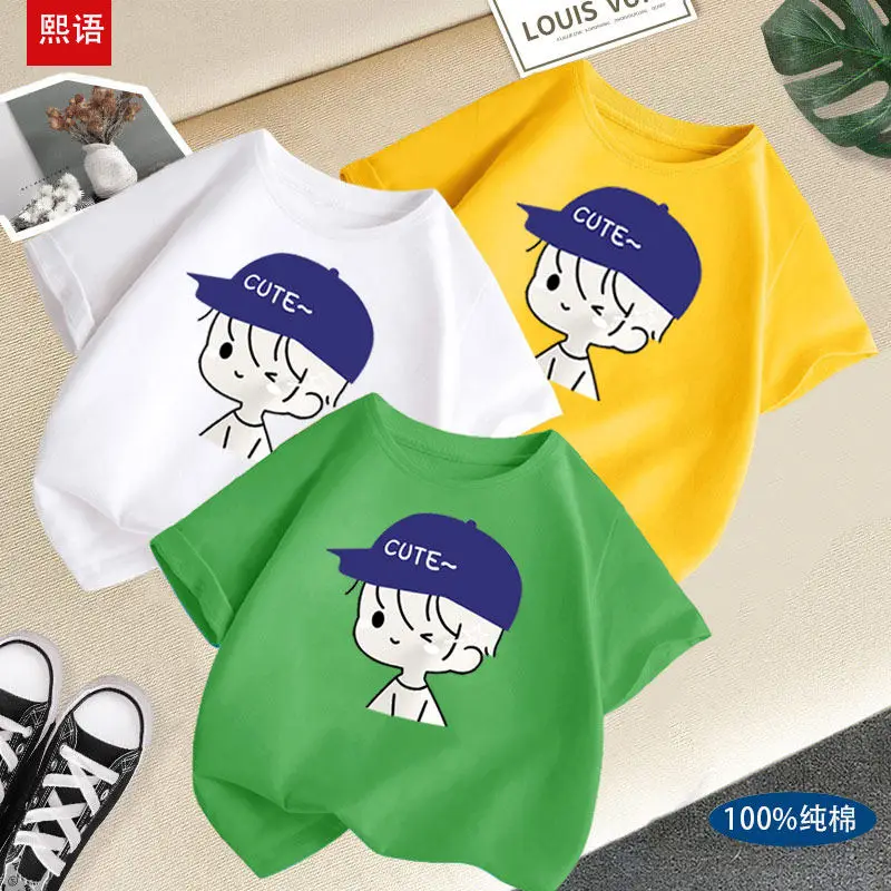Short-sleeved Cotton T-shirt - Stylish Summer Clothing for Middle-sized Boys in Children's Size, Suitable for Boys Aged 3-12.
Short-sleeved Cotton T-shirt - Stylish Summer Clothing for Middle-sized Boys in Children's Size, Suitable for Boys Aged 3-12.