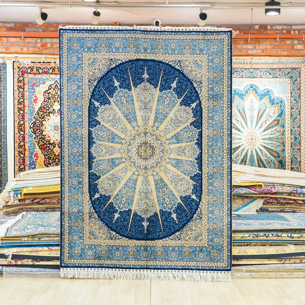 152x213cm Oriental Handknotted Luxury Silk Rug Blue Turkey Carpet Handmade
152x213cm Oriental Handknotted Luxury Silk Rug Blue Turkey Carpet Handmade