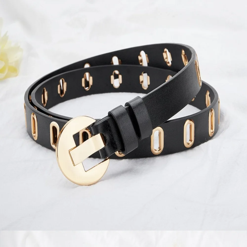 Casual Round Buckle PU Leather Belt Thin Hollow Women Waistband Hole Korean Style Waist Belt Student
Casual Round Buckle PU Leather Belt Thin Hollow Women Waistband Hole Korean Style Waist Belt Student