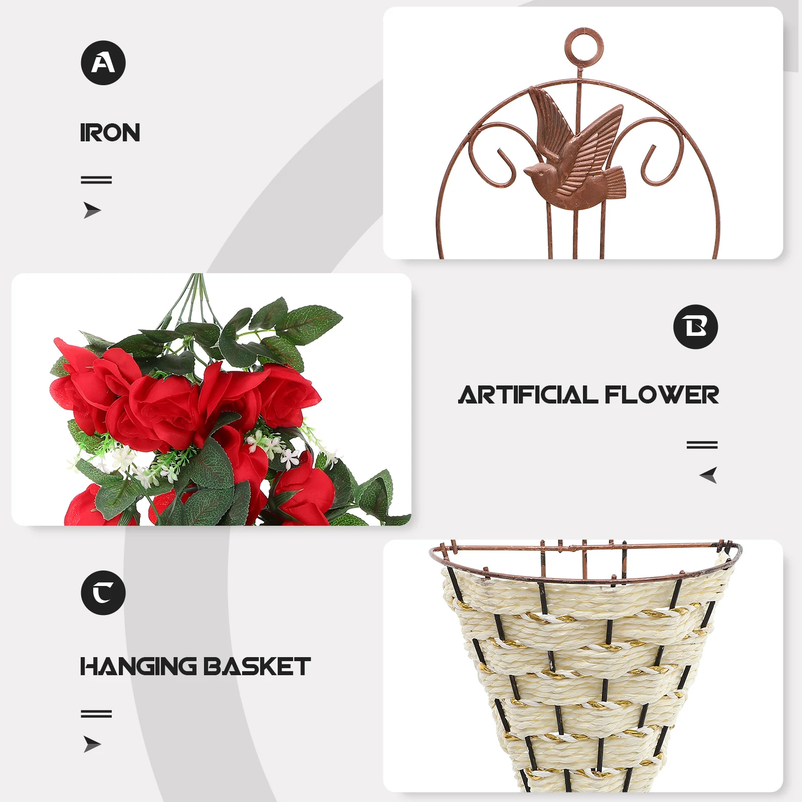 1Set Artificial Rose Vine with Hanging Basket Fake Silk Flowers for Garden Wedding Party Festival Aisle Reception Decorative 
1Set Artificial Rose Vine with Hanging Basket Fake Silk Flowers for Garden Wedding Party Festival Aisle Reception Decorative