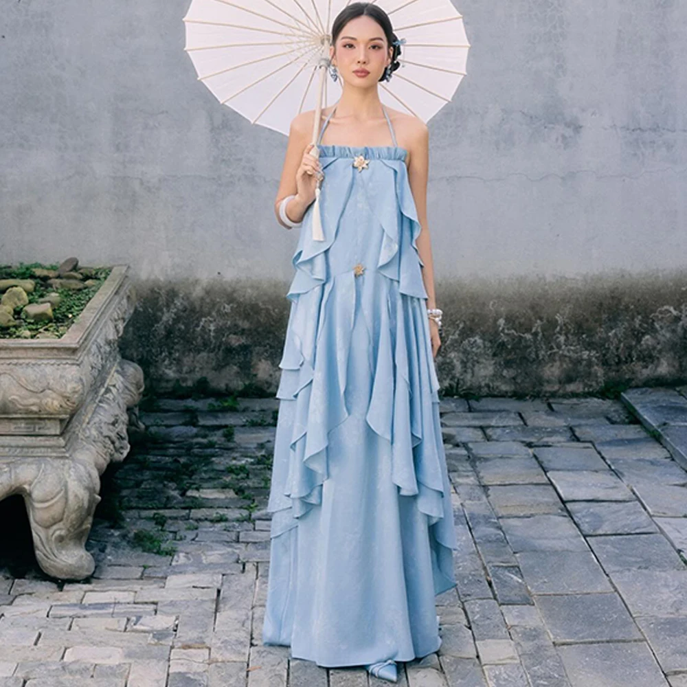 Elegant Halter Blue Jersey Evening Dress Classic Sleeveless Prom Dresses Delicate Backless Customized Bespoke Occasion Gowns
Elegant Halter Blue Jersey Evening Dress Classic Sleeveless Prom Dresses Delicate Backless Customized Bespoke Occasion Gowns